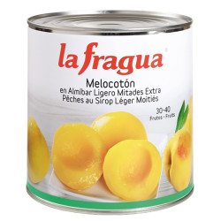 MELOCOTÓN MITADES EXTRA 30-40 EN ALMÍBAR LATA 6/3Kg